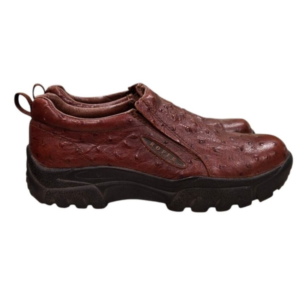 Roper Performance Mens Shoes Slip Ons Ostrich Casual Sz 9 Brown